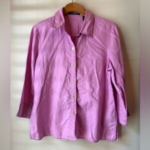 Liz Claiborne Linen pink button down women’s Size Large